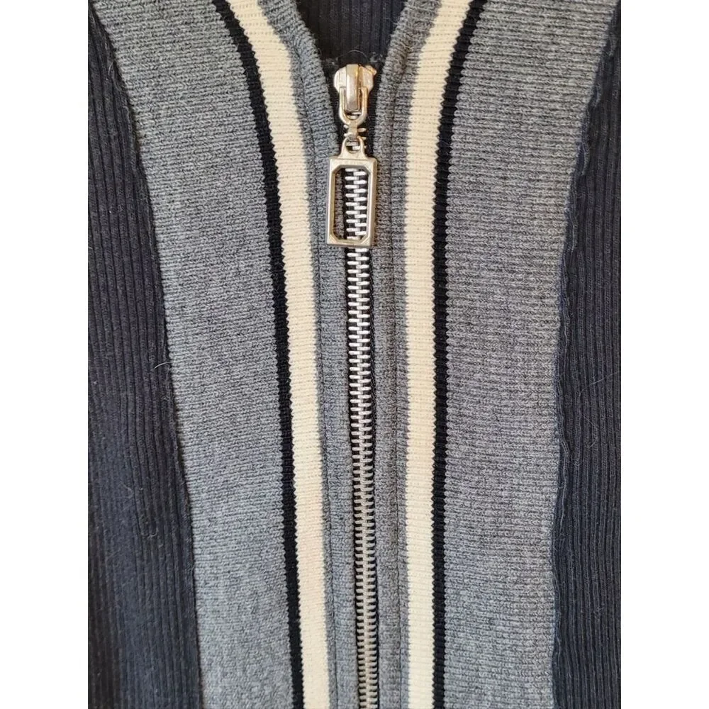 Vintage Y2K Xhilaration Black & Grey Full Zip Sweater Top Women's Size XL